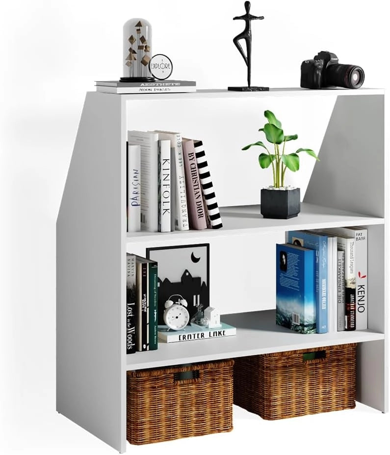 Scaffale per tetti spioventi, Bianco, 90 x 100 cm, per riporre scatole e libri sotto tetti spioventi