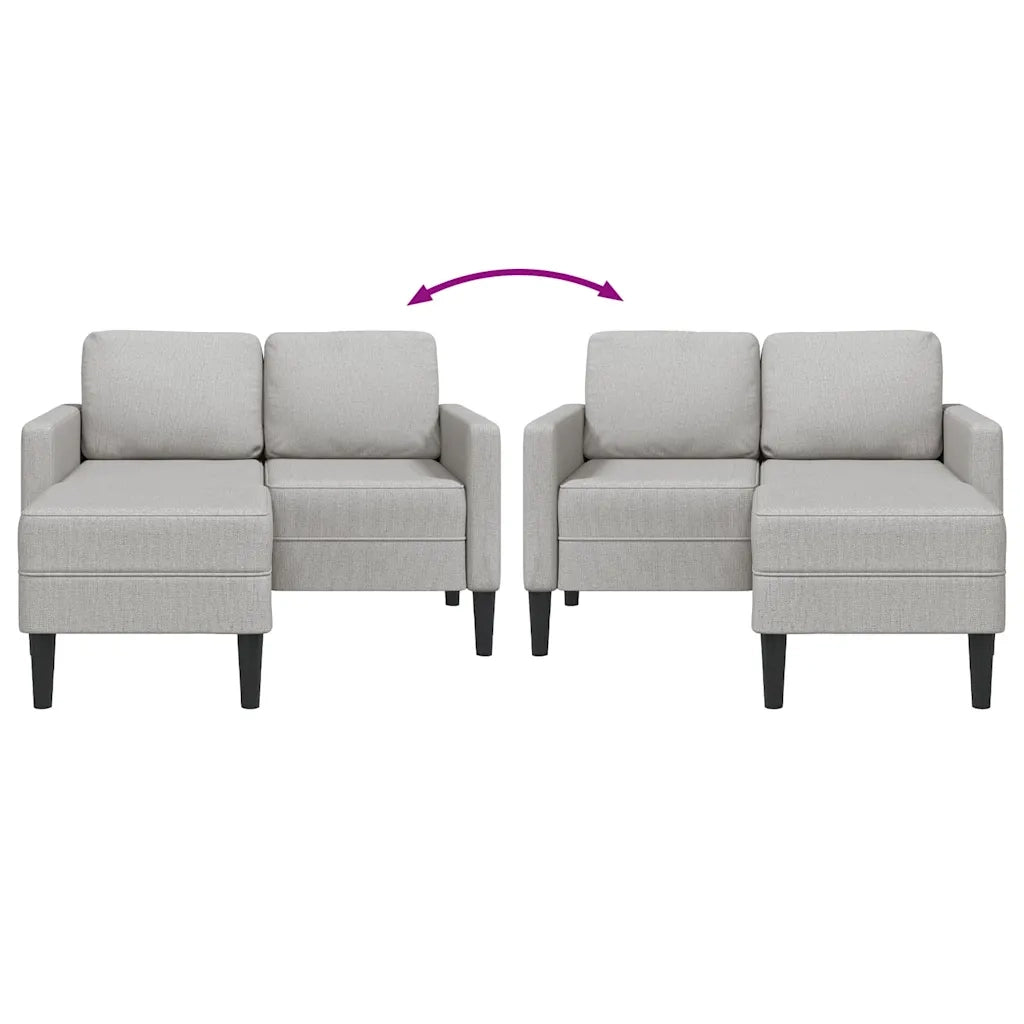 Divano 2 Posti con Chaise a L Grigio Nuvola 125 cm in Tessuto 4107067