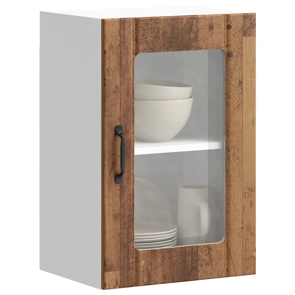 Pensile da Cucina con Porta in Vetro Lucca Legno Antico