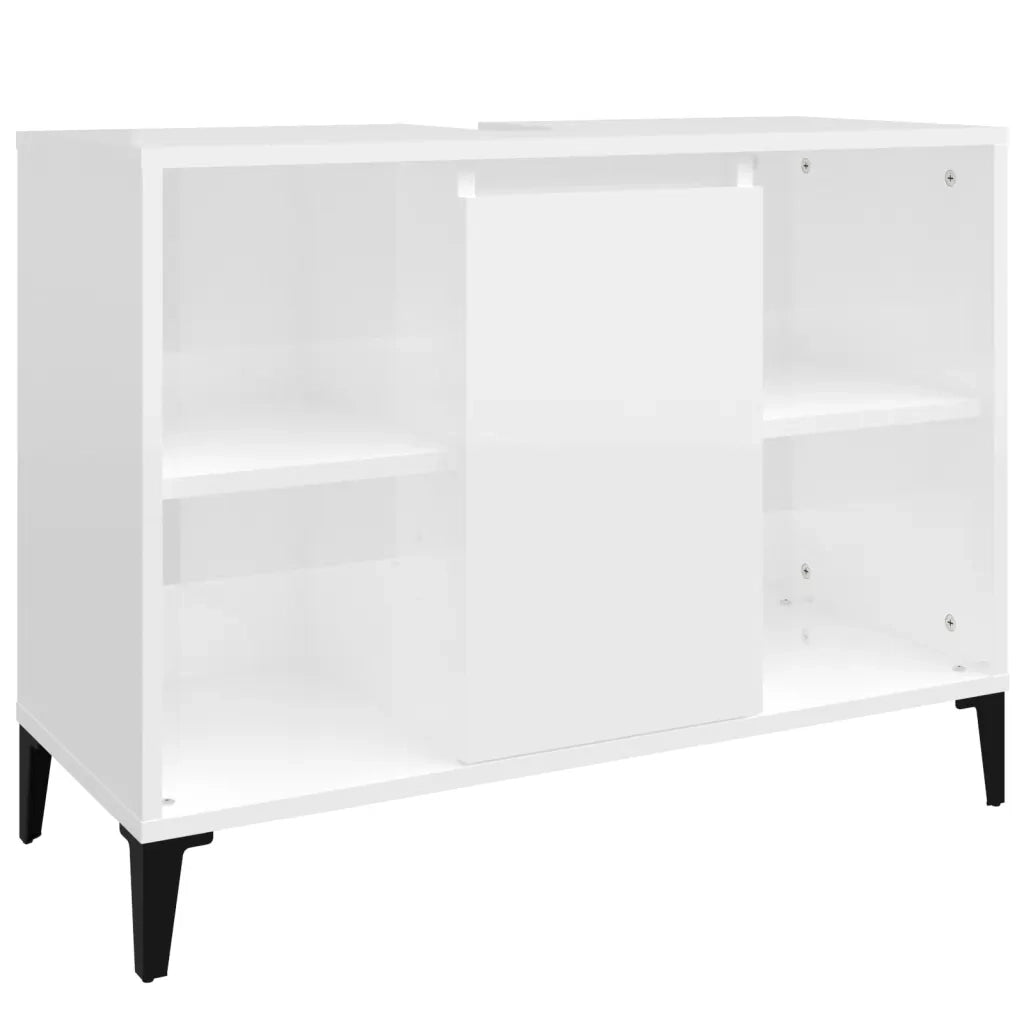 Mobile Lavabo Bianco Lucido 80x33x60 cm in Legno Multistrato 821294