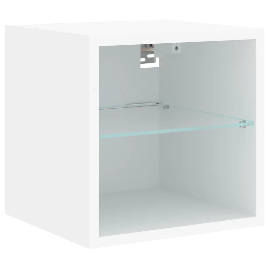 Mobili TV a Muro con LED 4pz Bianchi in Legno Multistrato 3216711