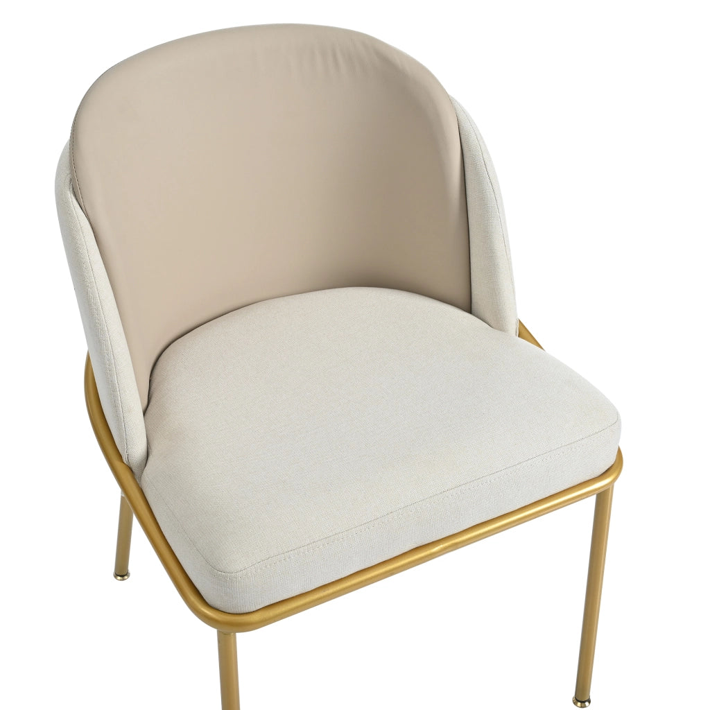 Sedia da Pranzo con Schienale Ergonomico e Piedini Regolabili, in Similpelle e Legno Beige
