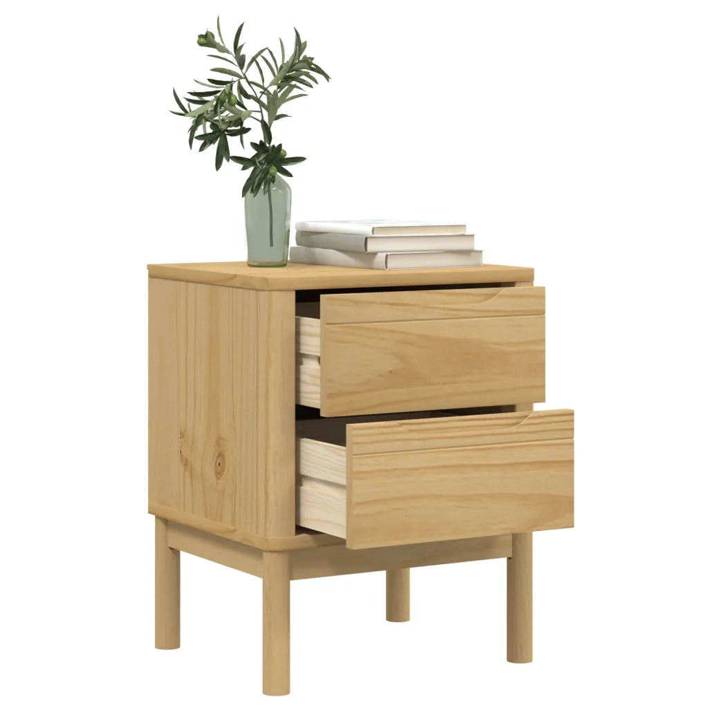 Comodino FLORO Marrone Cera 45x39x57 cm Legno di Pino 374002
