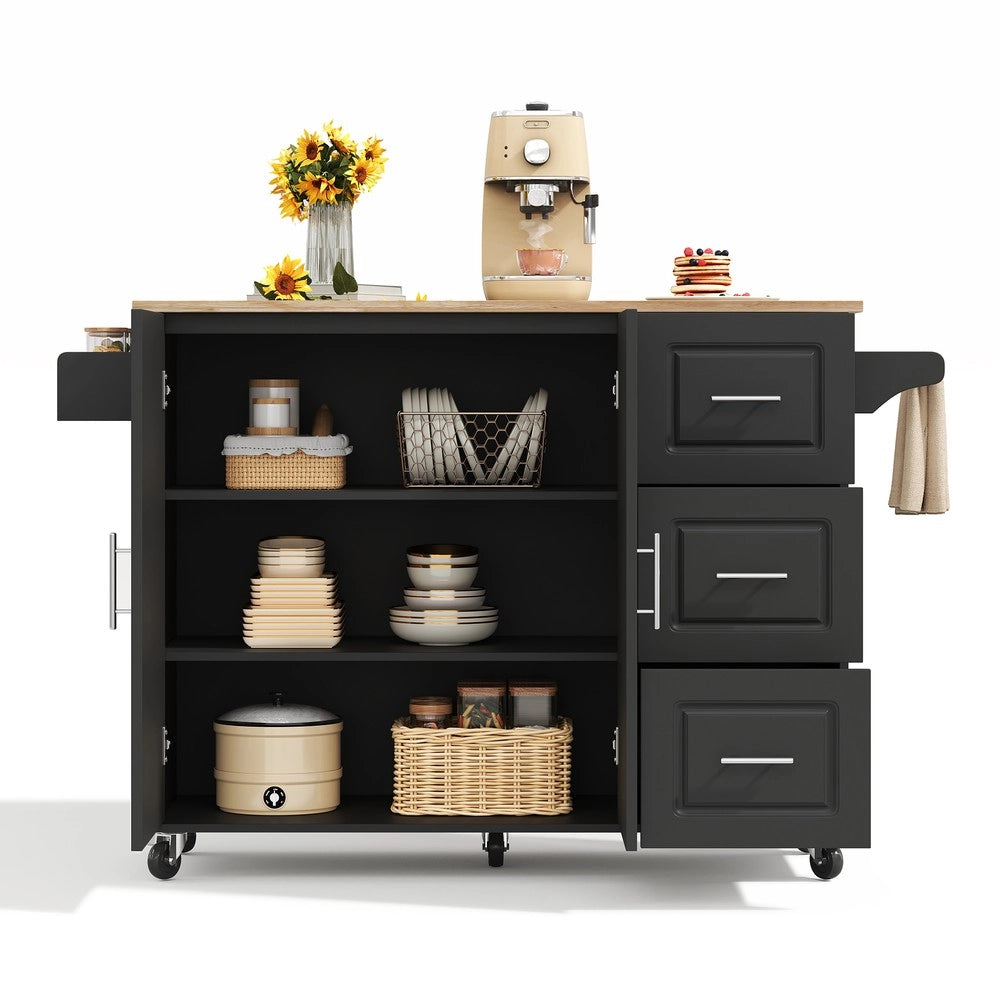 Tavolo da Cucina Multifunzione con Cassetti e Piano in Rovere Pieghevole ¨C Xylo ¨C 137x43x92 cm