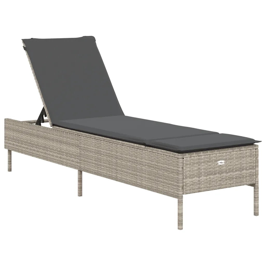 Set Lettini PrendiLettino sole | Sdraio da giardino | Lettino da sole con Cuscini 3 pz Grigio Chiaro Polyrattan