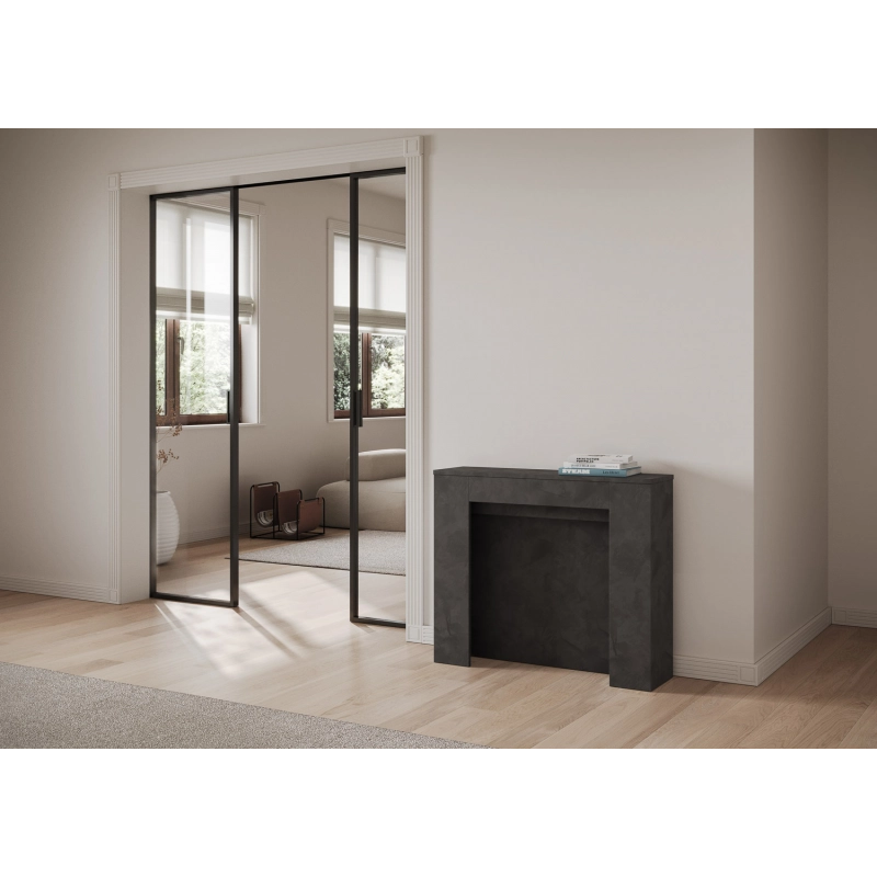 Consolle allungabile 90x25/211 cm Kiba - Antracite Spatolato