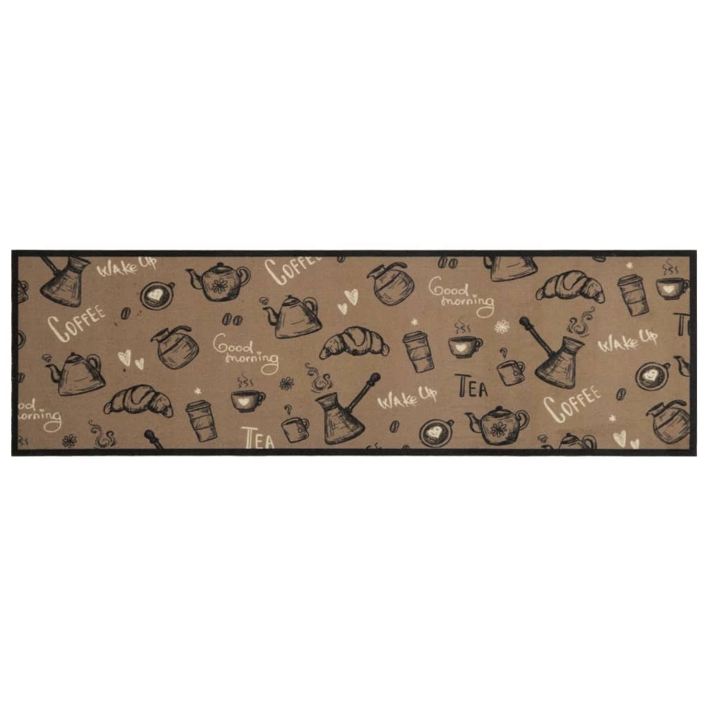 Tappetino da cucina lavabile design elegante 150 x 45 cm antiscivolo morbido velluto marrone 02_0056426
