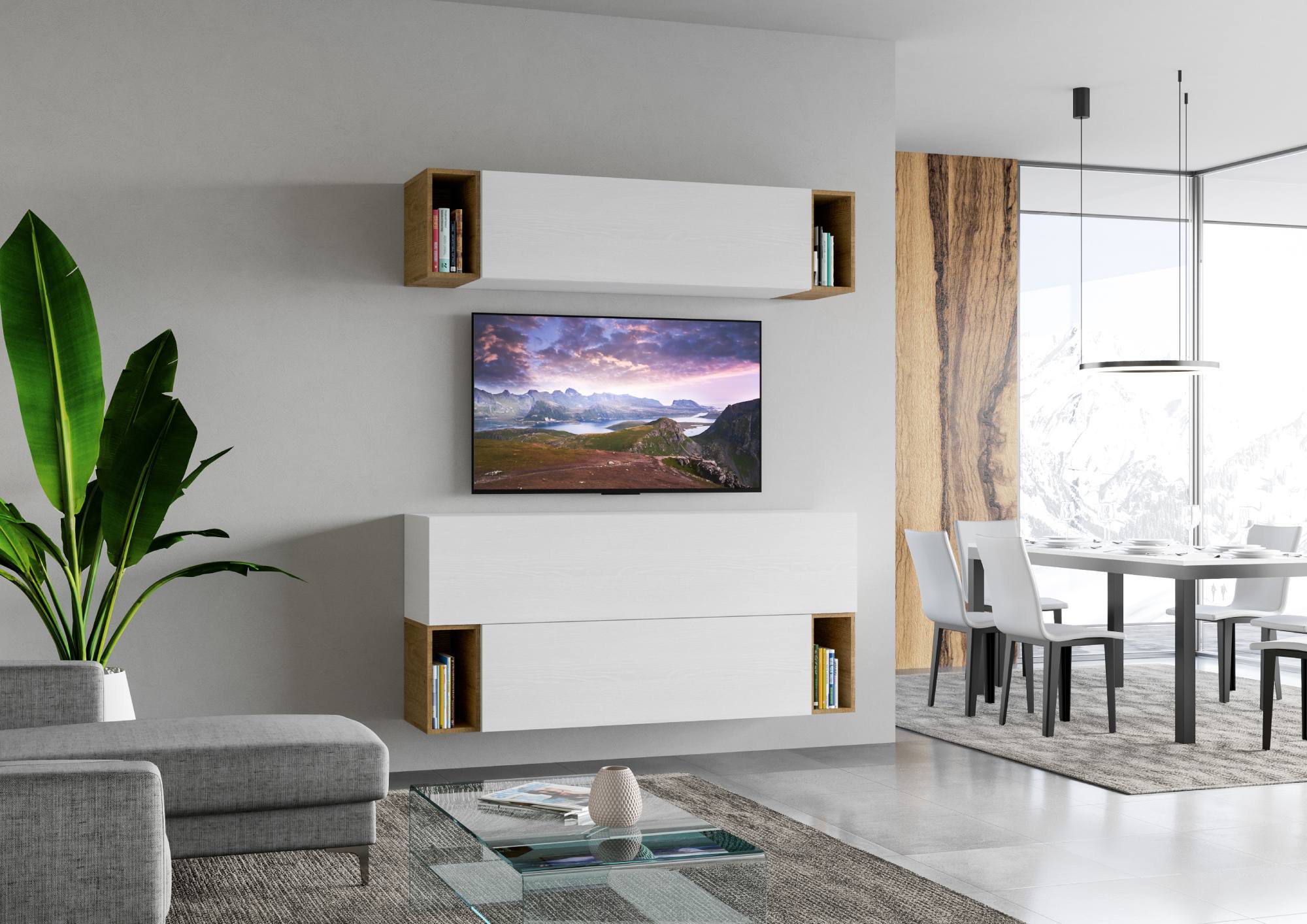 Parete Attrezzata Soggiorno 174x39,5 cm in nobilitato