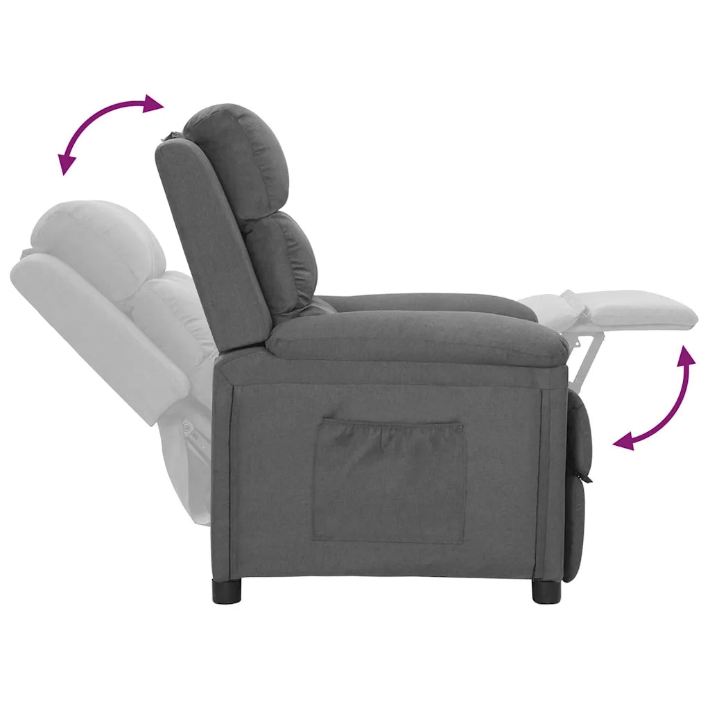 Divano Sedia-Poltrona Reclinabile in Tessuto Grigio Chiaro 830844