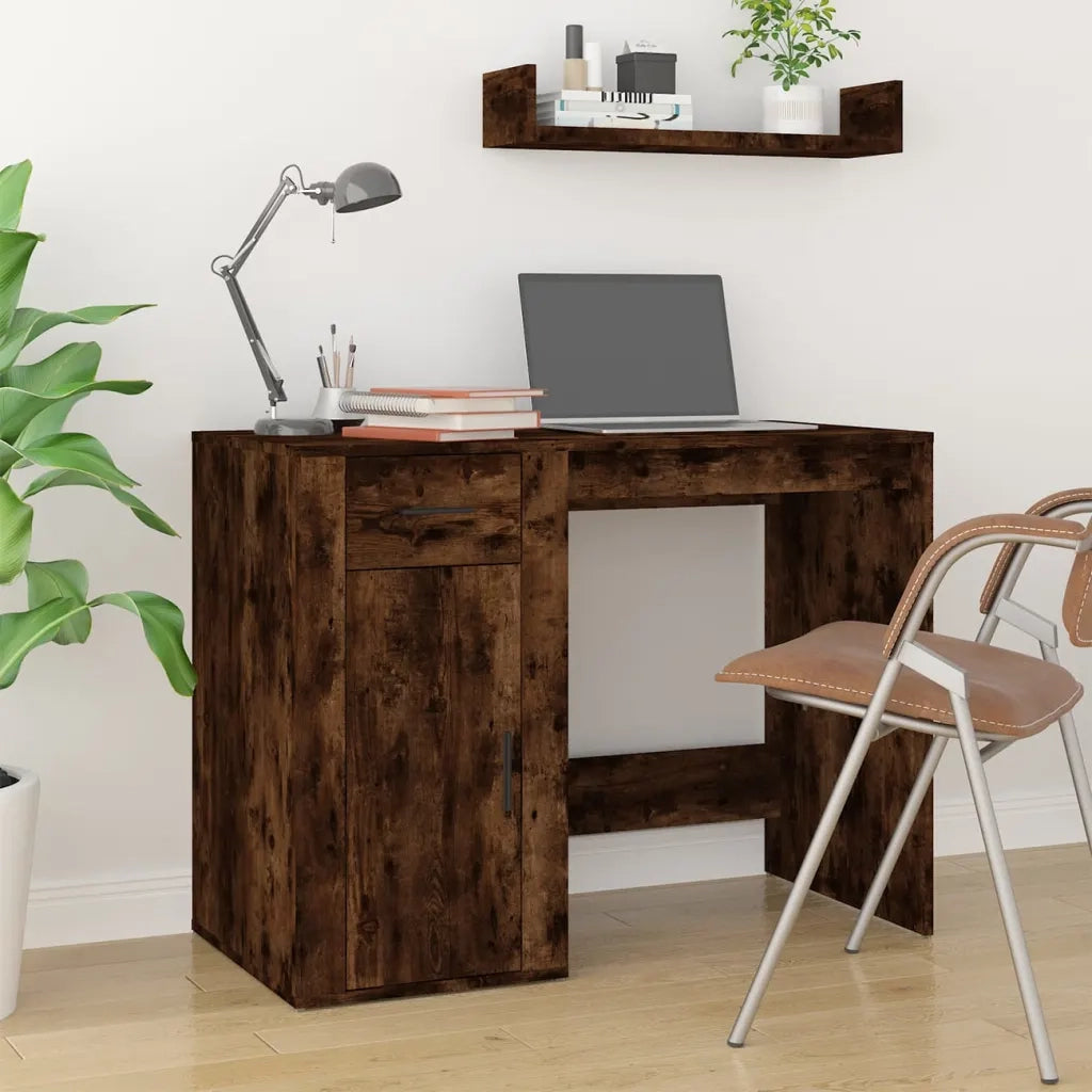 Scrivania | Tavolo da Ufficio Rovere Fumo 100x49x75 cm in Legno Multistrato
