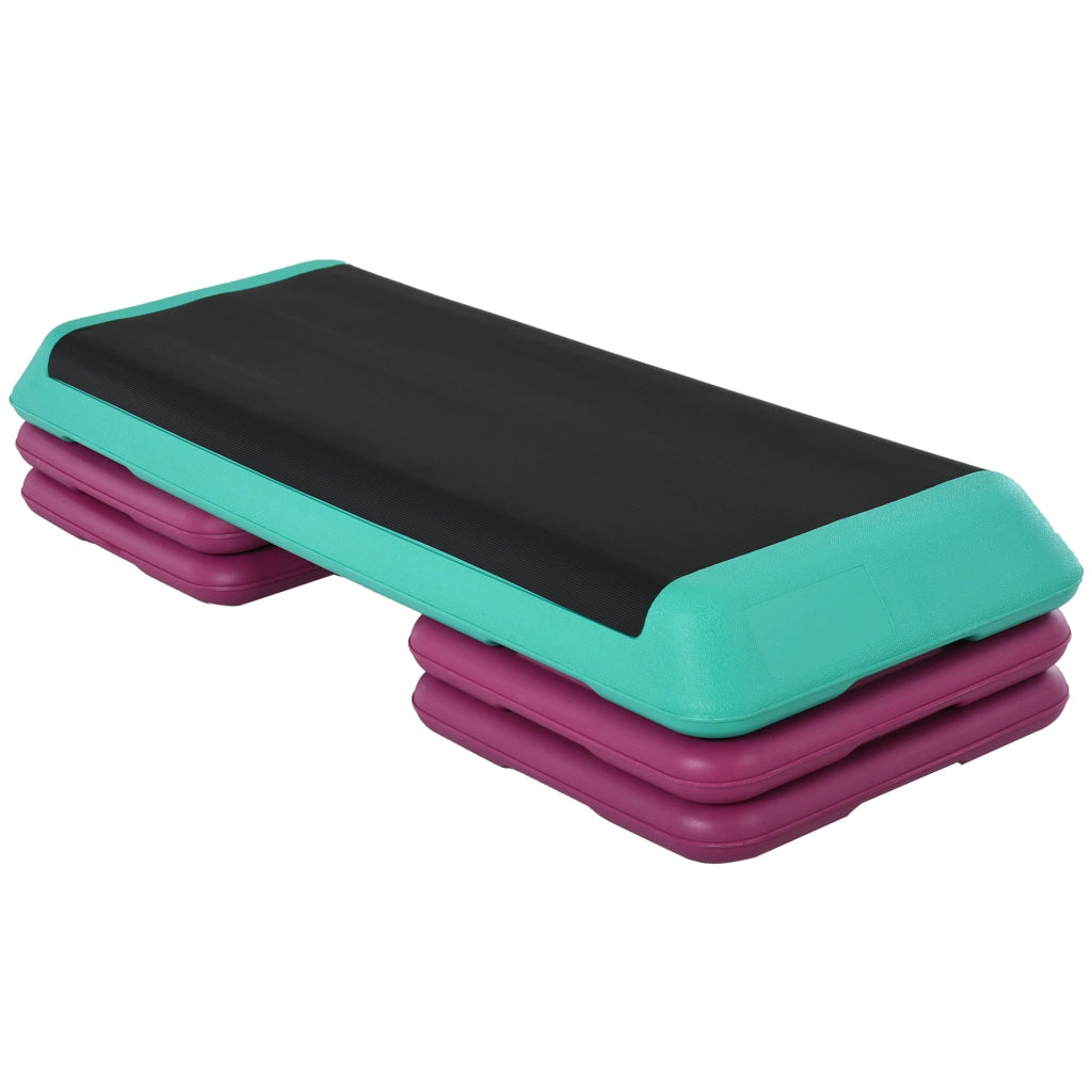 Panca Step Regolabile in Altezza ¨C zephmum ¨C 3 Livelli 10/15/20 cm in Plastica Nero+Verde+Viola