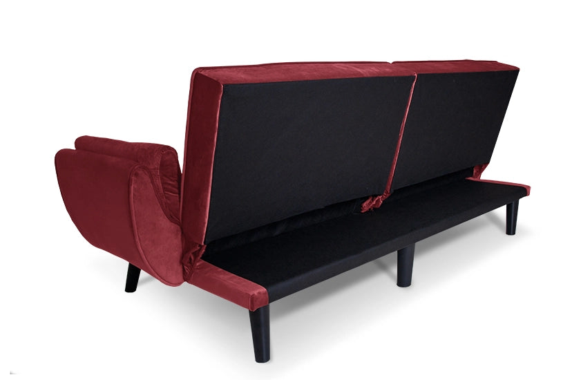 Divano letto clic clac in velluto bordeaux piede nero - divano 3 posti - Ambra - DL-AM21VLT-PLN