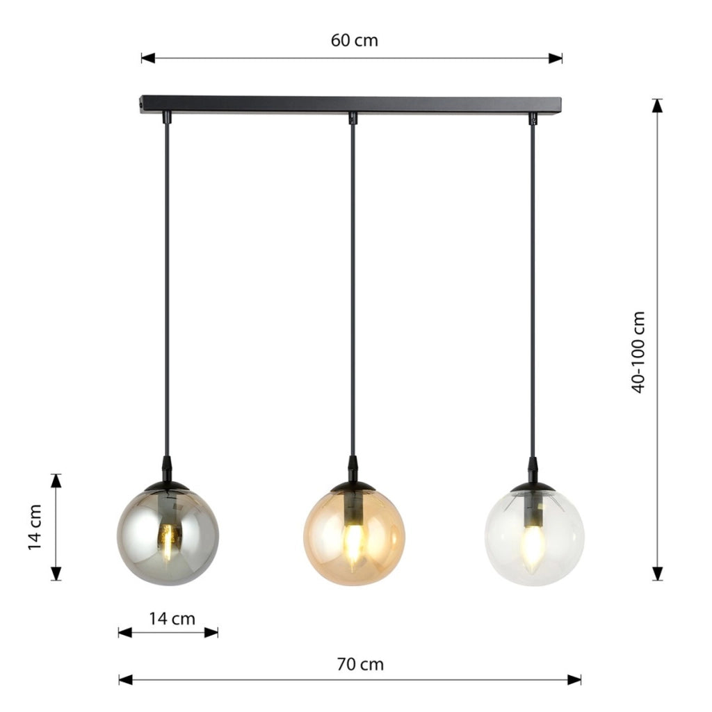 Lampada a sospensione Cosmo in acciaio e vetro colorato