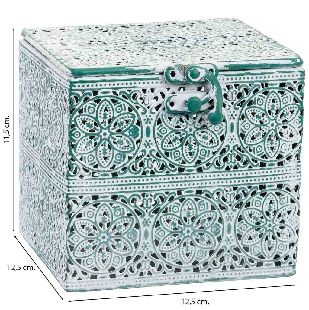 Scatola in metallo verde 12.5x12.5x11.5h cmh cm