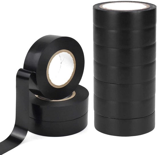 Tape isolante in PVC nero - 15m x 15mm - 10 rotoli - impermeabile & resistente al fuoco