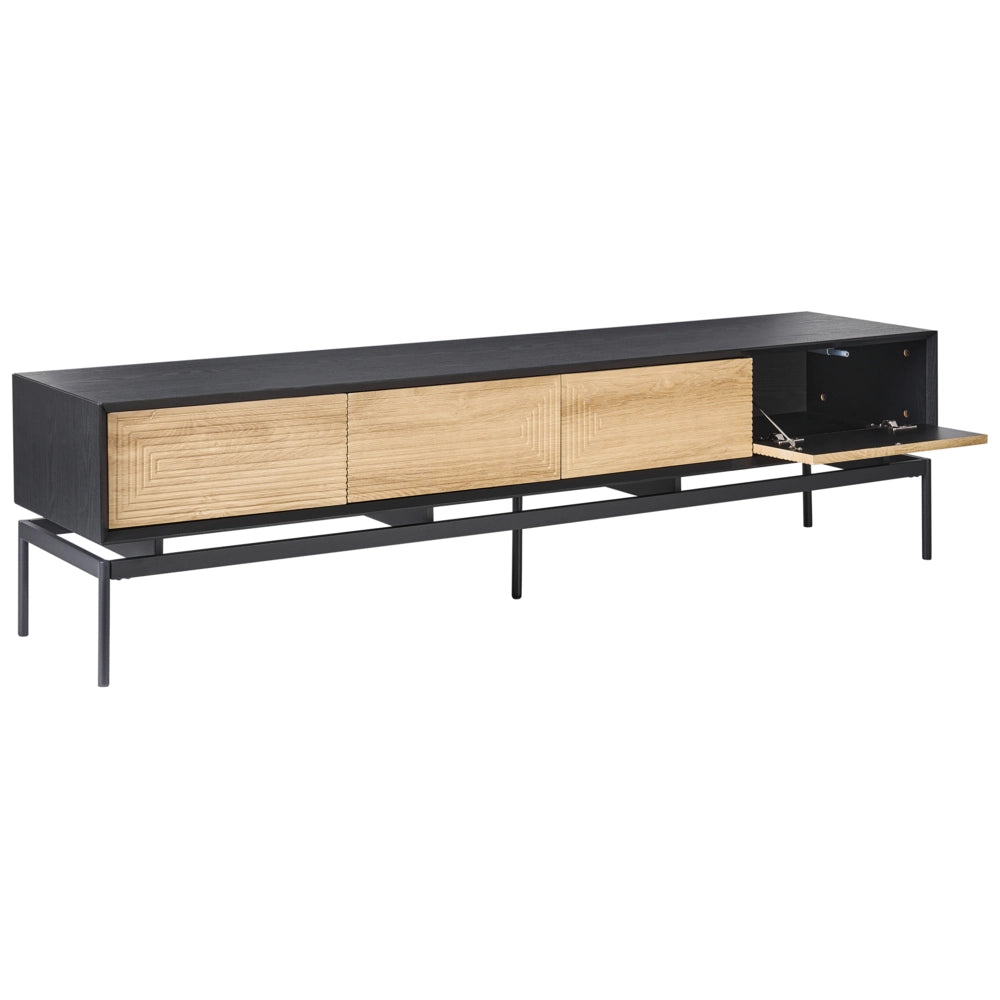 Mobile TV in MDF marrone chiaro con 2 ante e 4 cassetti gambe in metallo stile loft moderno per camera da letto