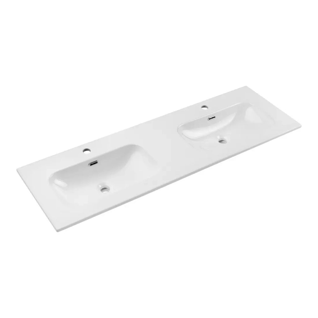 Lavabo incasso LARGO 140 cm doppio lavabo ceramica bianco lucido