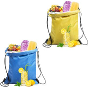 Zak diario impermeabile, ripiegabile, con cordoncino, sacchetto per picnic, per lavoro, scuola, viaggio (blu cielo, giallo)