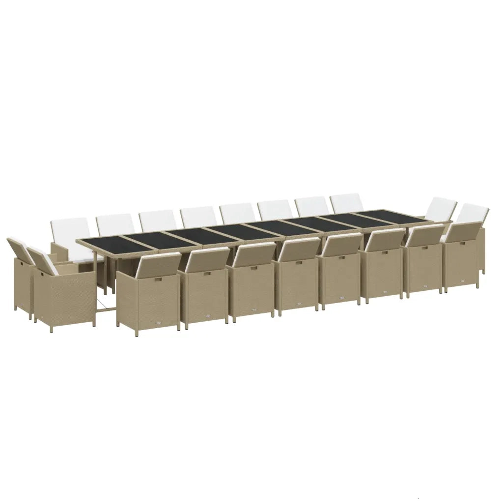 Set da Pranzo per Giardino 21pz con Cuscini in Polyrattan Beige cod mxl 35996