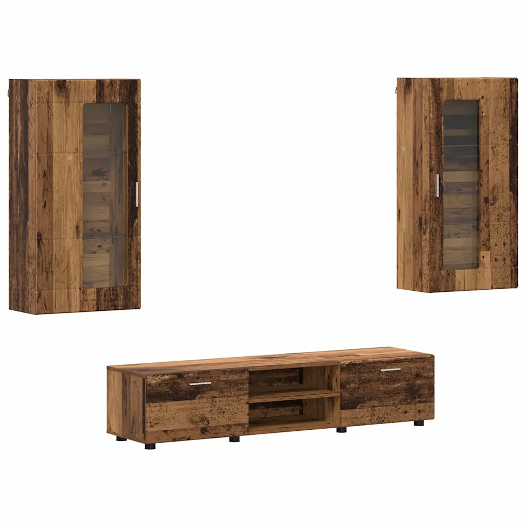 Set mobile TV con porta FLORIN Legno vecchio Legno multistrato