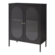 Credenza cassettiera mobile contenitore per soggiorno ingresso camera da letto acciaio e vetro 102 x 80 x 40 cm nero 03_0009027