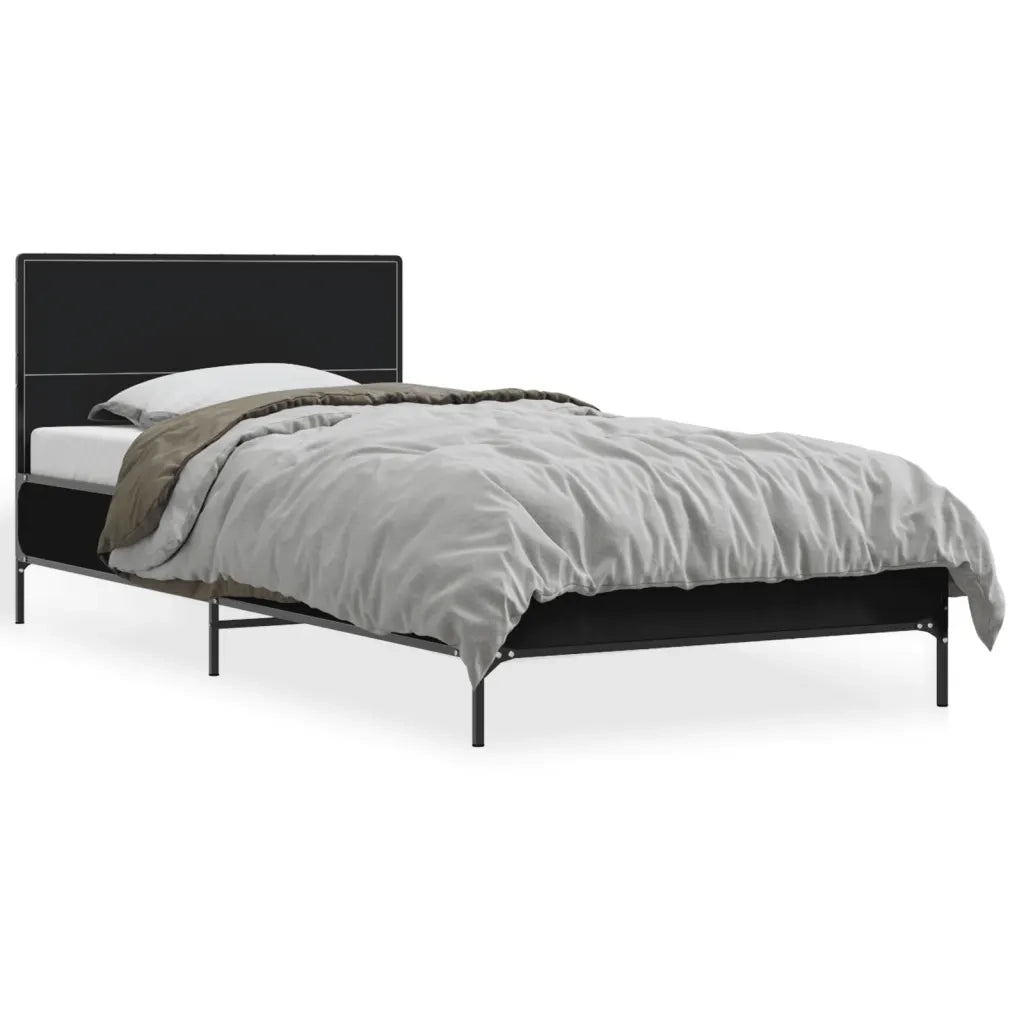 Giroletto-Struttura Letto Nero 90x200 cm in Legno Multistrato e Metallo 402901