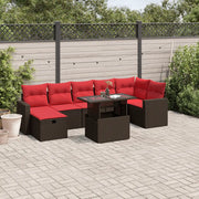 Set Divani da Giardino 8 pz con Cuscini Marrone in Polyrattan 3274834
