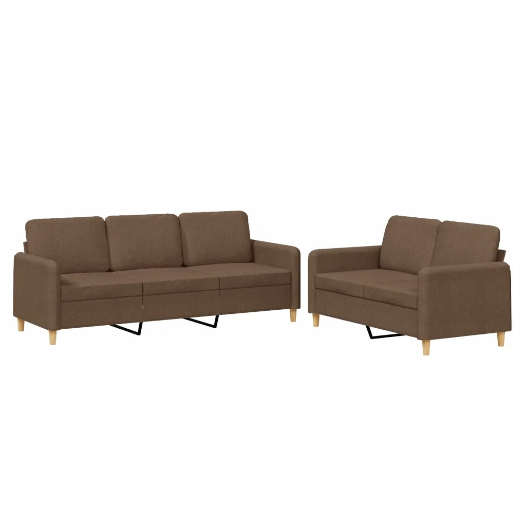 Set di Divani 2 pz con Cuscini Marrone in Tessuto 3202121