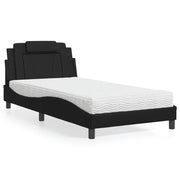 Letto Viana con Materasso-Struttura Letto con Materasso Nero 100x200 cm in Similpelle