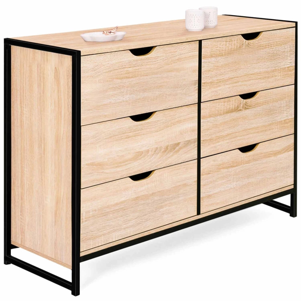 IDMarket - DETROIT Cassettone a 6 cassetti da 115 cm design industriale