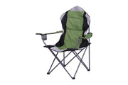 SEDIA DA CAMPING IN TESSUTO VERDE CON CHIUSURA A FISARMONICA POGGIOLI E PORTA BEVANDE 60X90X105 CM