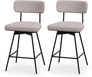 Set di Sgabelli da Bar 2, Sgabelli da Bar Girevoli 360º con Sedile Imbottito, Schienale Curvato e Poggiapiedi in Metallo, per Cucina e Sala da Pranzo (Beige/Grigio) (Beige)