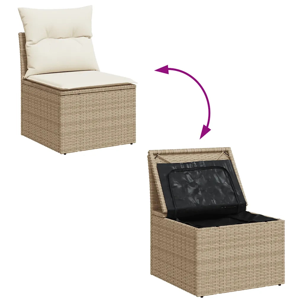 Set Divano da Giardino 4 pz con Cuscini Beige in Polyrattan 3325554