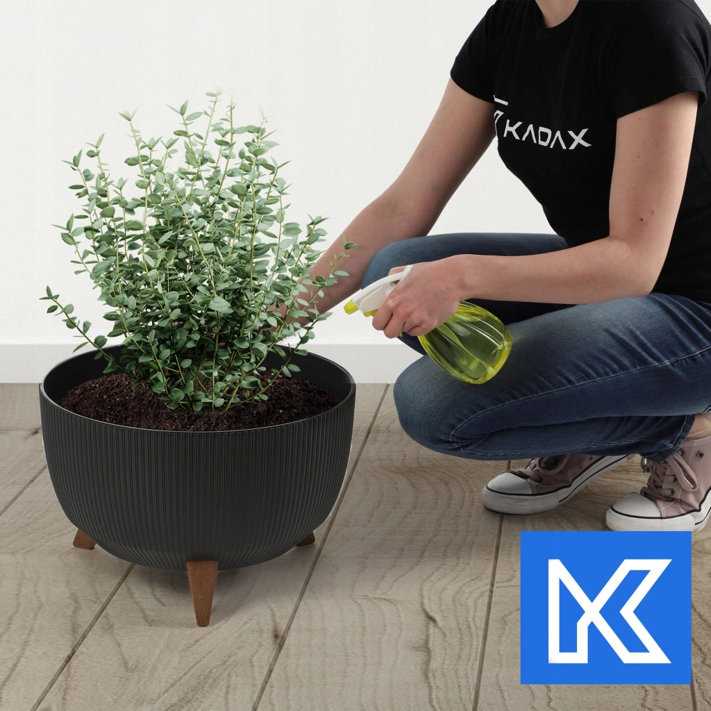 Vaso da giardino KADAX con gambe, grande, rotondo, per fiori, con ciotola interna, 40 cm