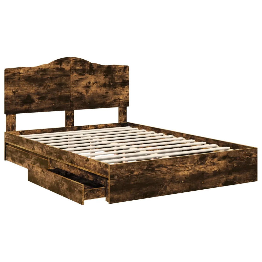 Letto con Contenitore con testiera Rovere fumé 160 x 200 cm