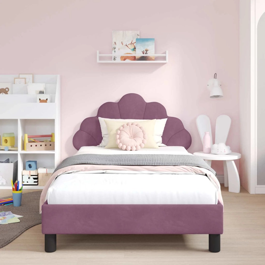 Struttura letto bambini con testata Viola 80 x 200 cm Velluto 42011152