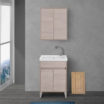 Pensile bagno 60 cm sospeso linea Way rovere chiaro 2 ante apertura push