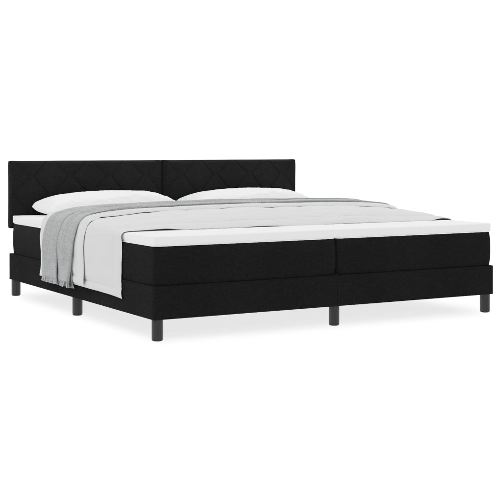 Letto con Rete a Molle Nero 200x200 cm Tessuto