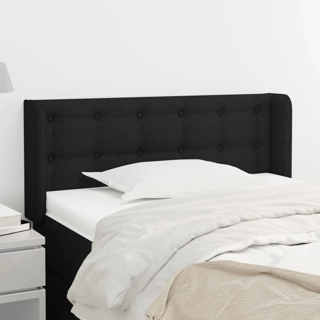 Testiera ad Orecchio-Testata con Orecchie Nera 103x16x78/88 cm in Tessuto 562320