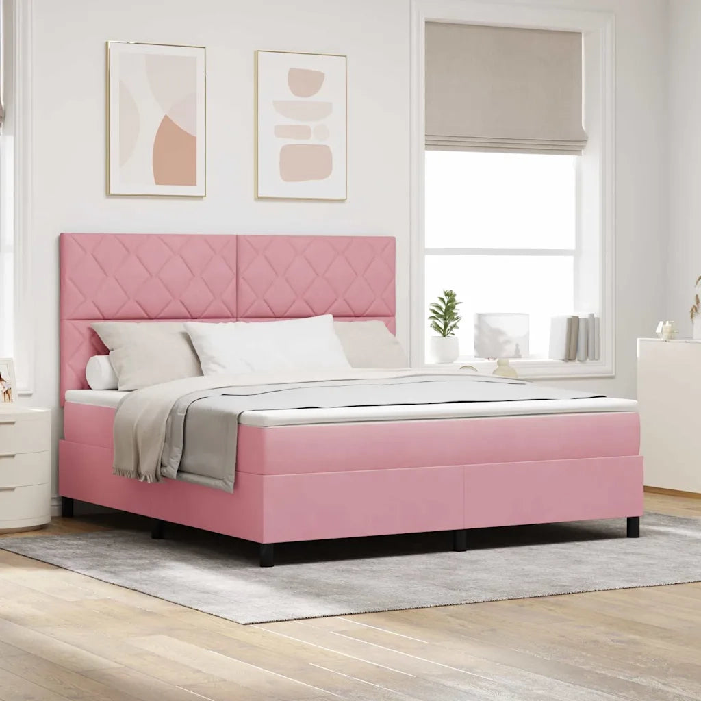Letto a Sorgente LED con materasso Rosa 180 x 200 cm Velluto 3343399