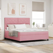 Letto a Sorgente LED con materasso Rosa 180 x 200 cm Velluto 3343399