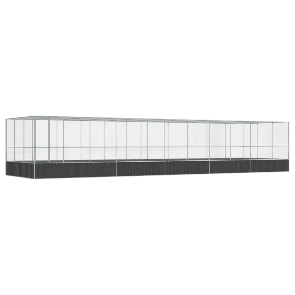 Voliera a gabbia con estensione in argento 1139 x 307 x 212 cm acciaio argento 02_0045646