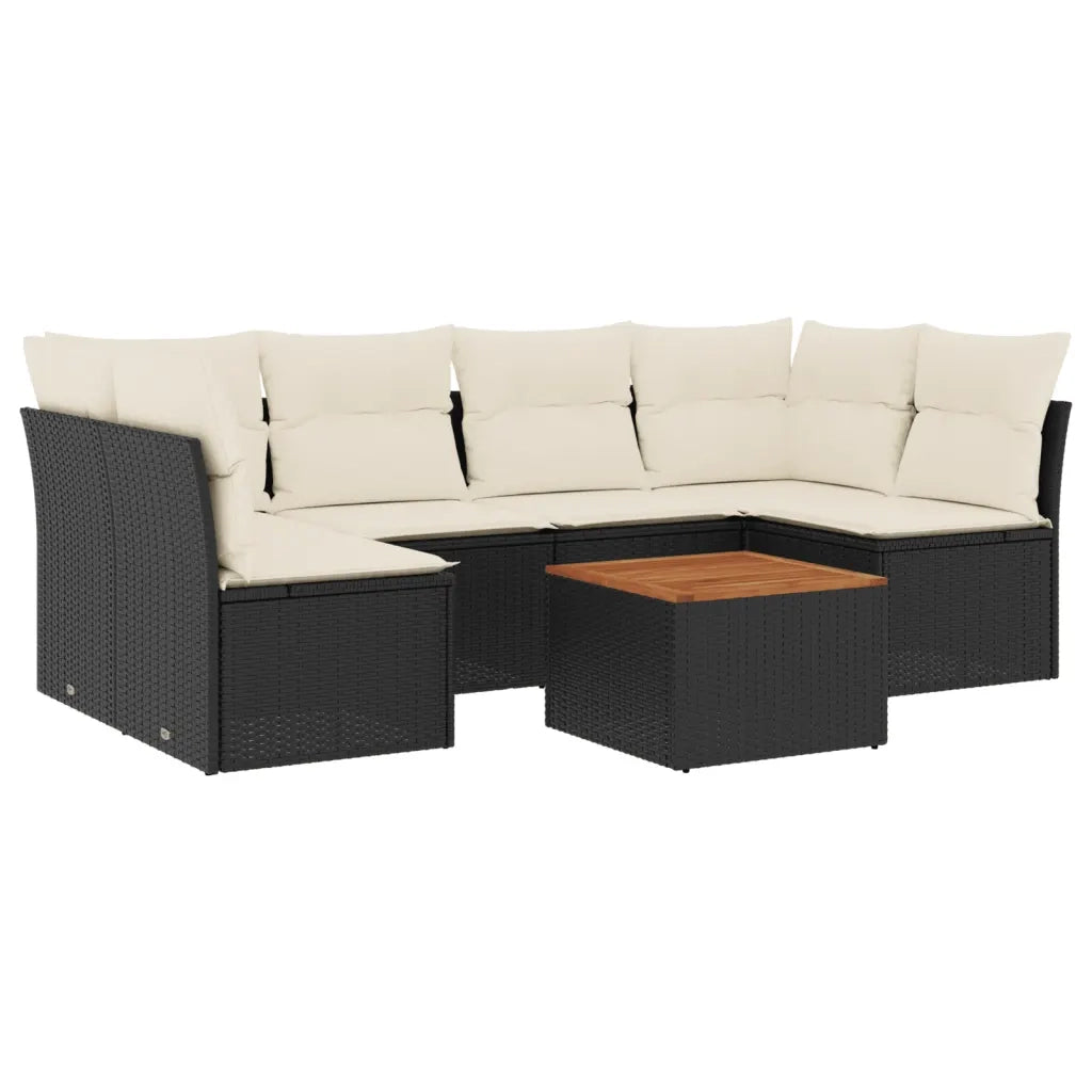Set Divani da Giardino con Cuscini 7pz Nero Polyrattancod mxl 93212