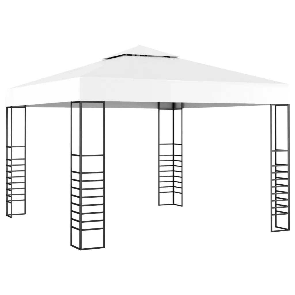 Gazebo | Pergolato da Giardino con Luci a Stringa LED 3x3 m Bianco