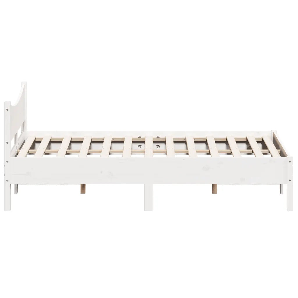 Letto senza Materasso Bianco 140x190 cm Legno Massello di Pino