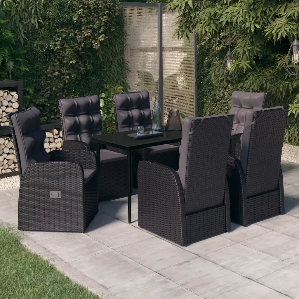 Set da Pranzo da Giardino 7 pz con Cuscini Nero cod mxl 52024