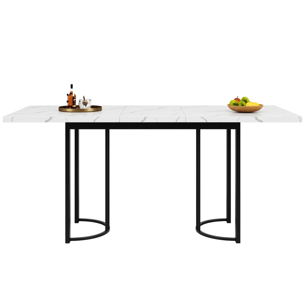 Tavolo da Pranzo Allungabile con 4 Sedie ¨C MINIMAL ¨C Rettangolare, Metallo, Velluto Nero, 140x80
