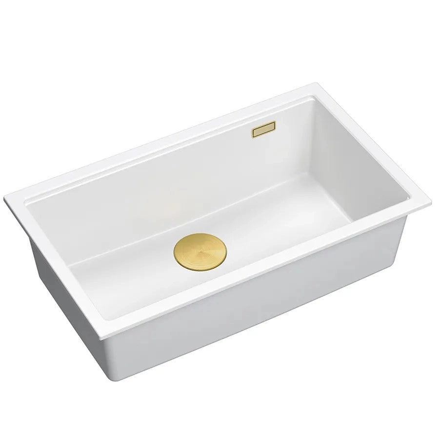 Lavello In Granito Logan 110 White Tappo acciaio