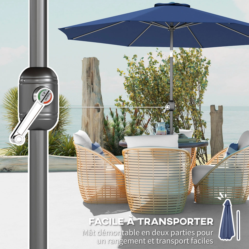 Ombrellone da giardino inclinabile ? 3 m ¨C zephmum ¨C blu metallo poliestere