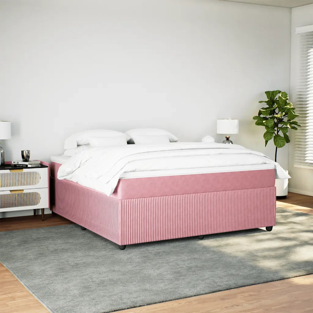 Giroletto a Molle con Materasso Rosa 180x200 cm in Velluto